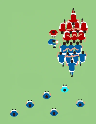 A diagram showing the position of the fly-half within a rugby team