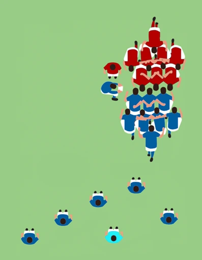 A diagram showing the position of the full-back within a rugby team