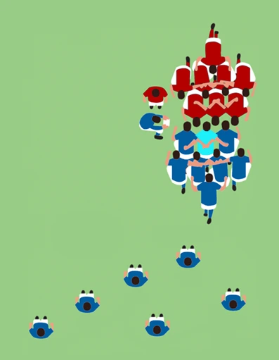 A diagram showing the position of the hooker within a rugby team